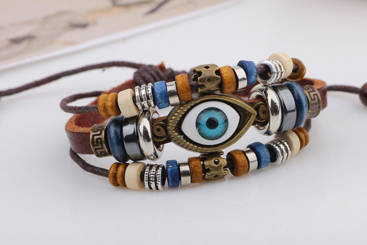 Evil Eye Leather Brown Band | Salty