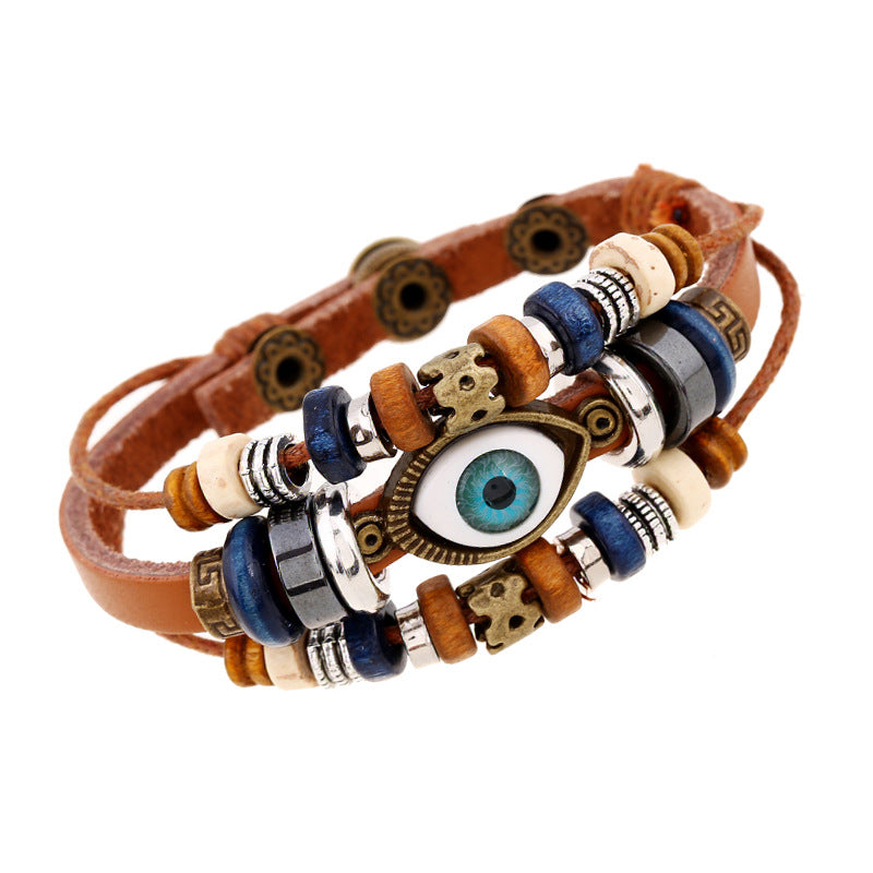 Evil Eye Leather Brown Band | Salty