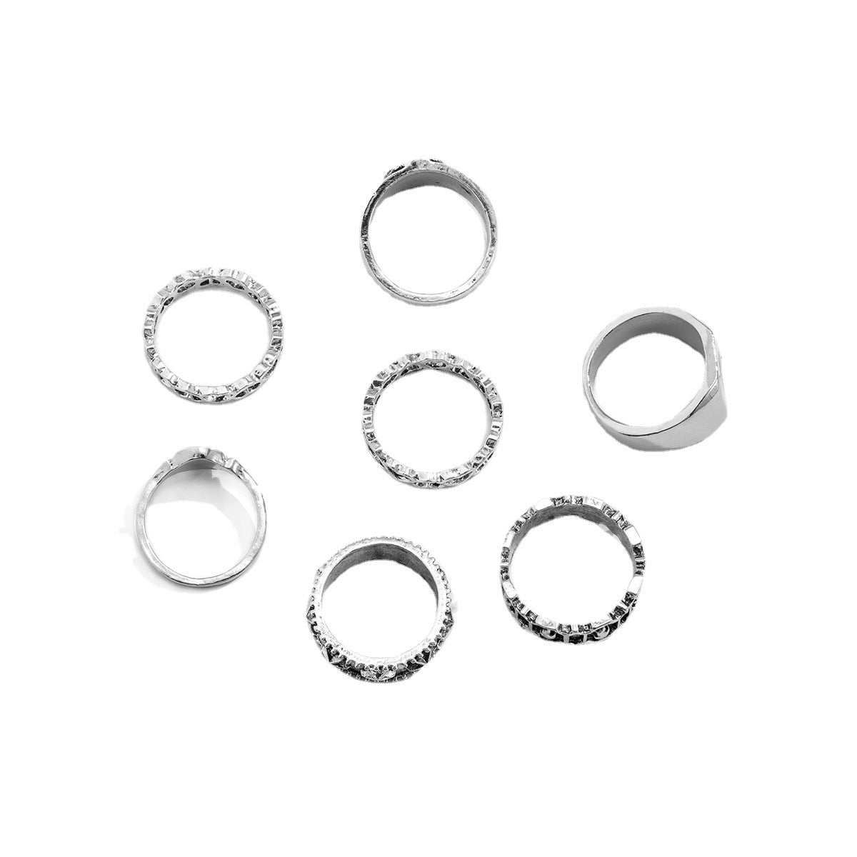 Set of 7 All Mood Silver Rings | Salty