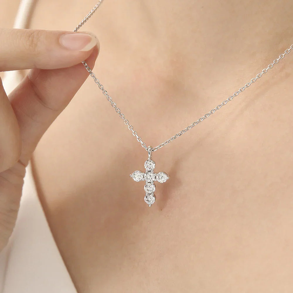 Diamond Filled Silver Cross Salty