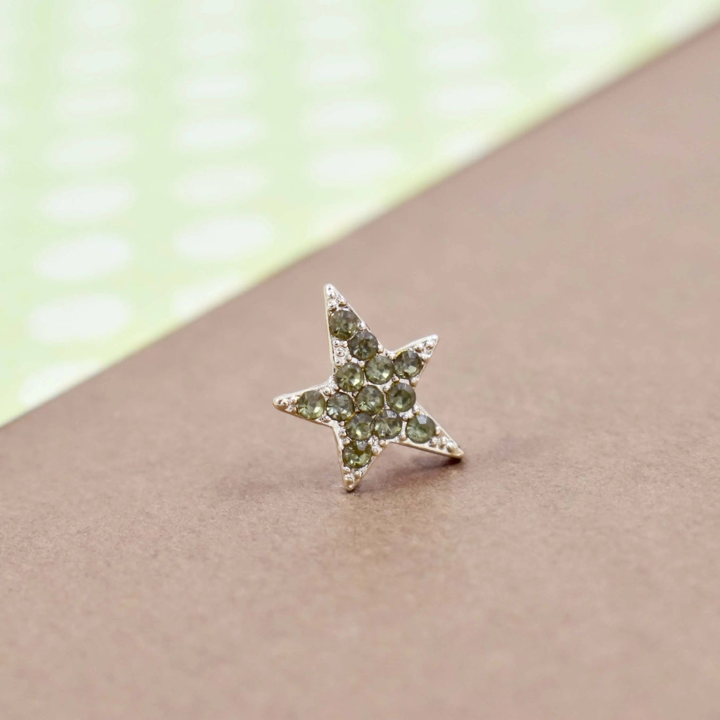 Asymmetric Midnight Green Studded Star Earrings