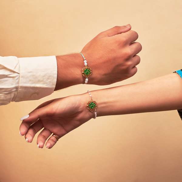 Moss Lotus Rakhi for Bhaiya and Bhabhi