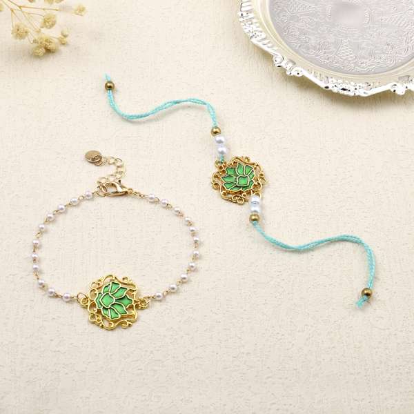 Moss Lotus Rakhi for Bhaiya and Bhabhi