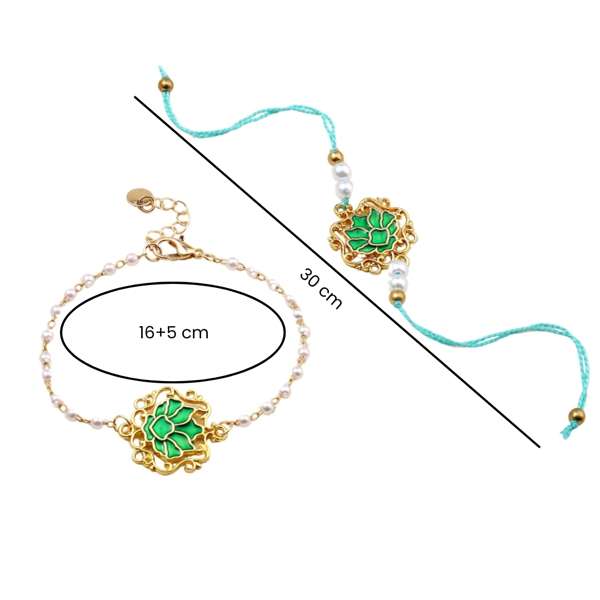 Moss Lotus Rakhi for Bhaiya and Bhabhi