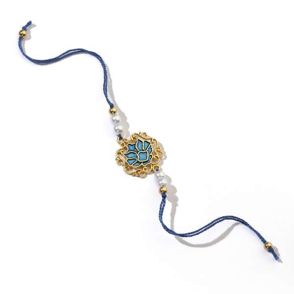 Tranquil Blue Lotus Pearl Rakhi