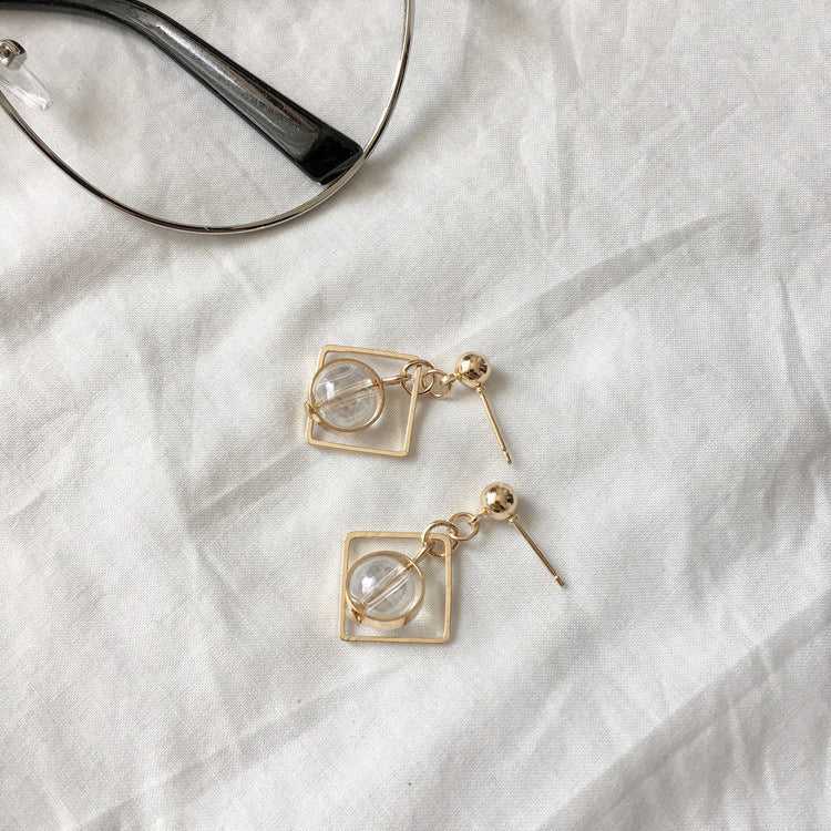 Ball Natural Opal Gem Drop - Diamond Shape Earrings