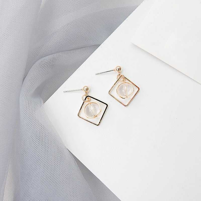 Ball Natural Opal Gem Drop - Diamond Shape Earrings