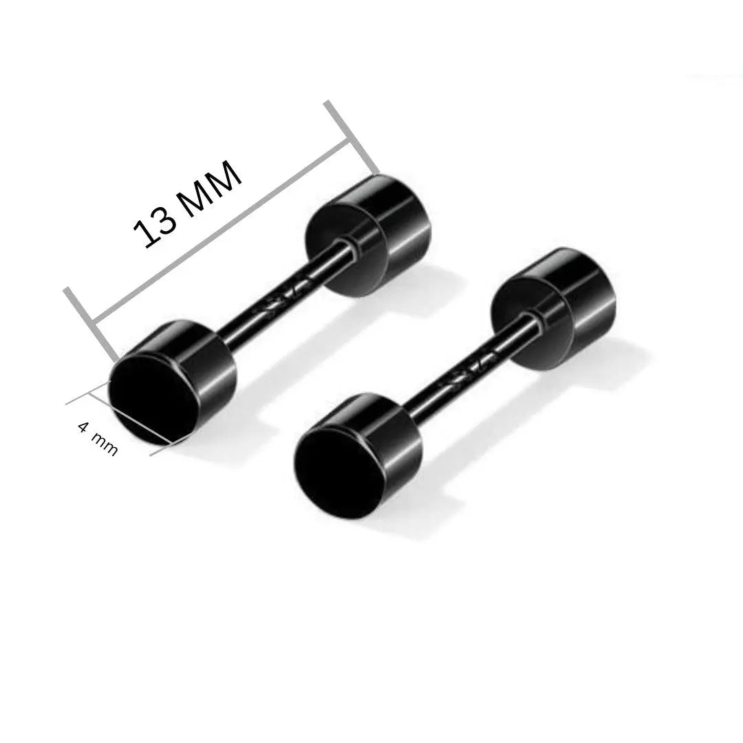Black Dumbbell Stud Earrings | Salty