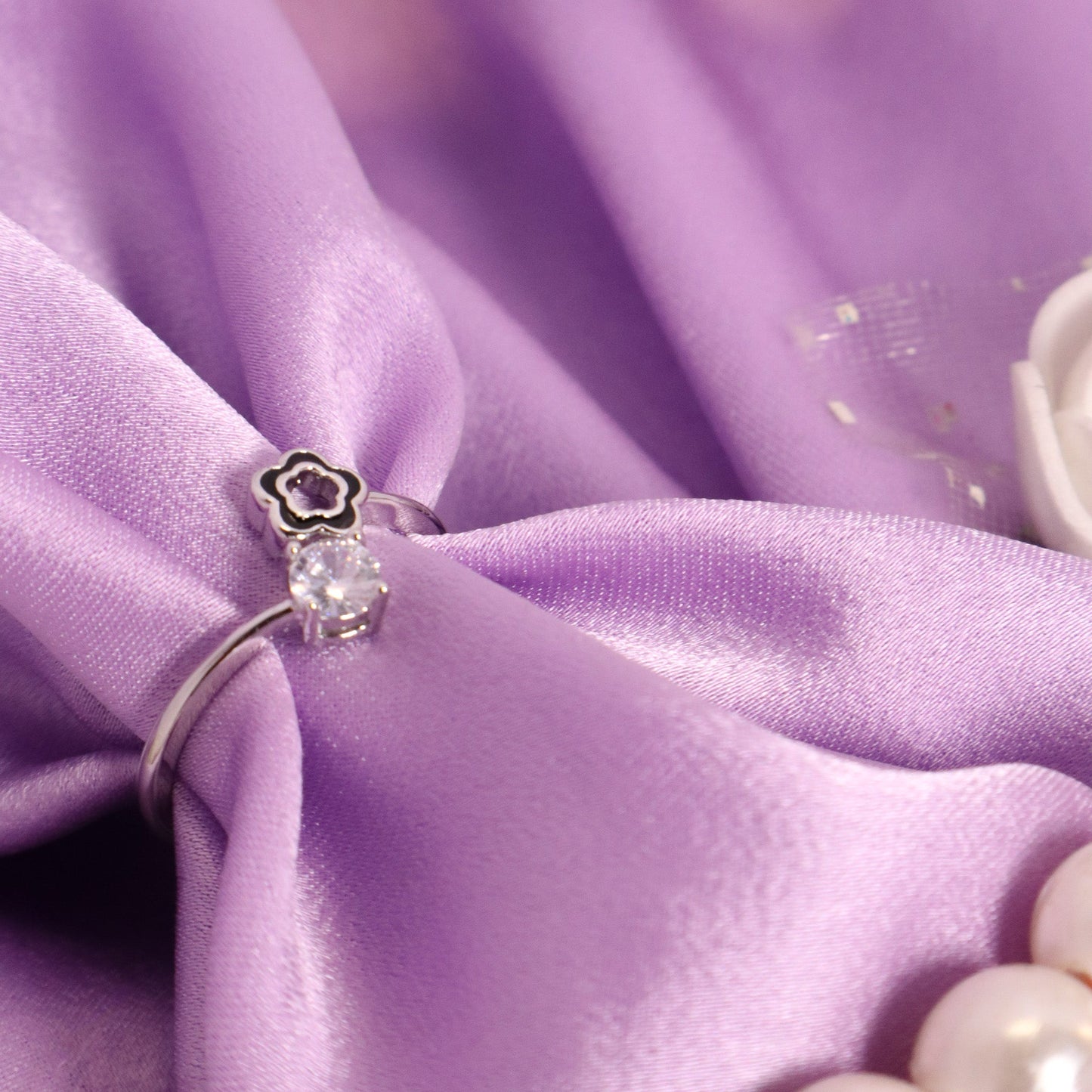 Blossom Crystal Ring-Silver