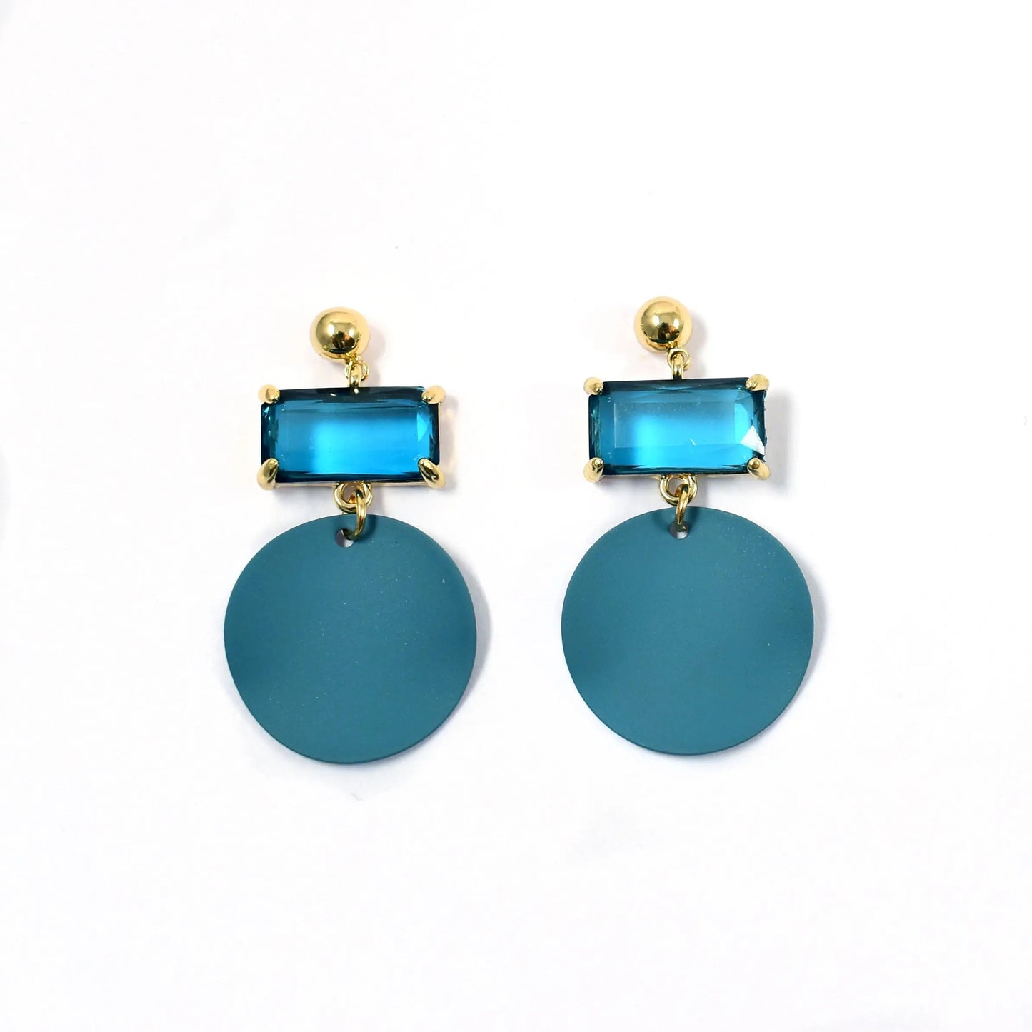 Blue Tanzanite Acrylic Round Drop Earrings