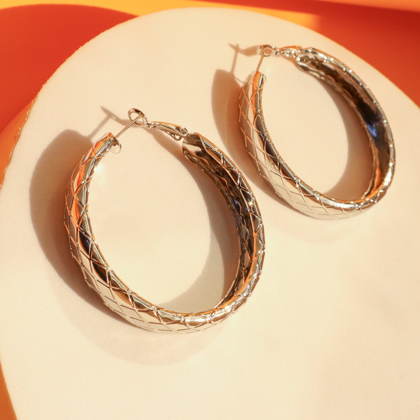 Boho Detailed silver hoops