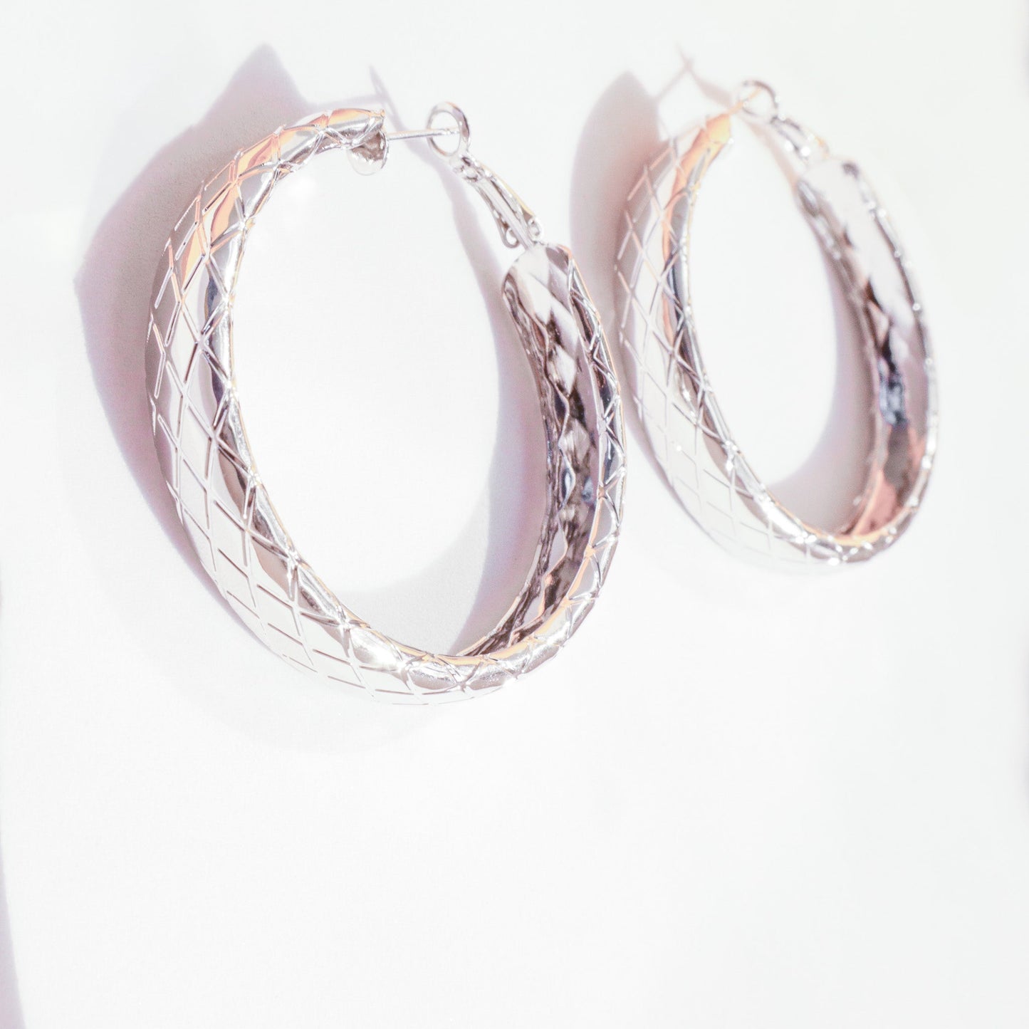 Boho Detailed silver hoops