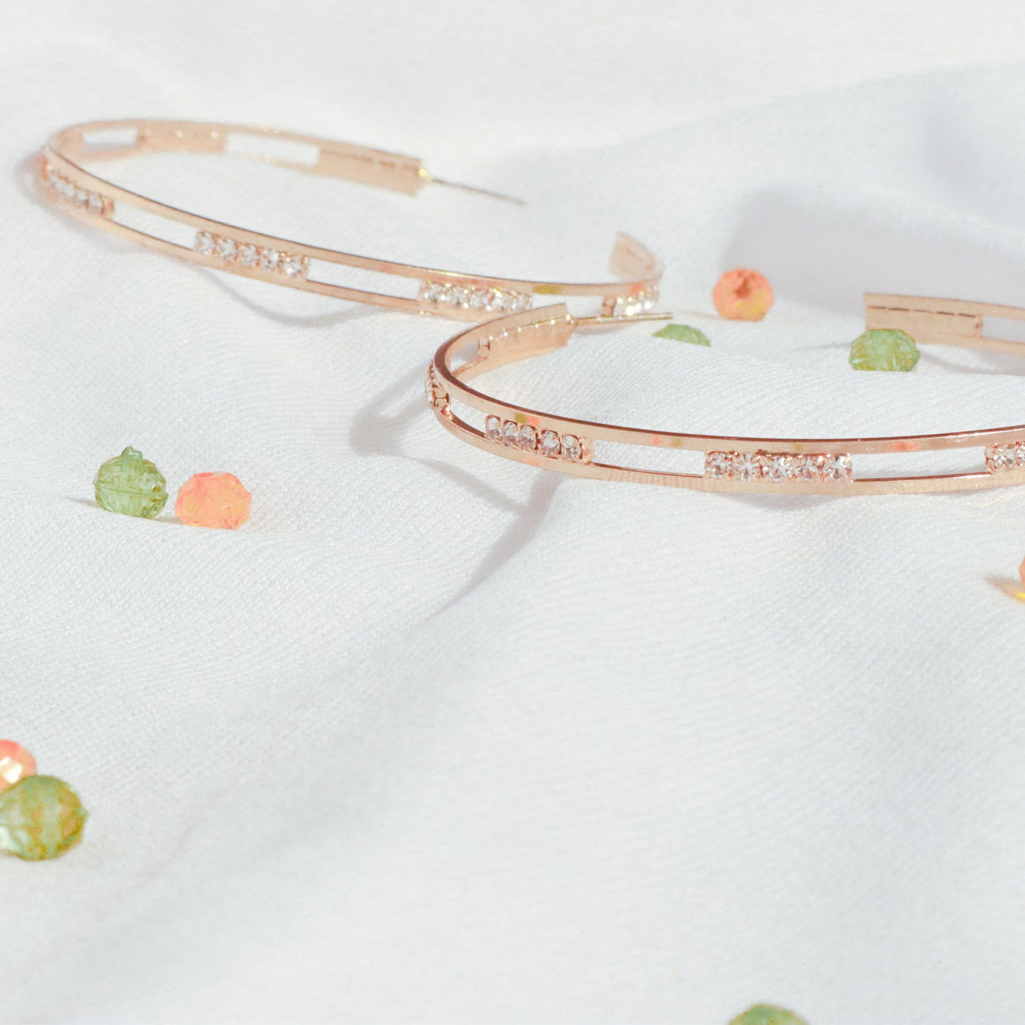 Classy Hollow Studded Hoops