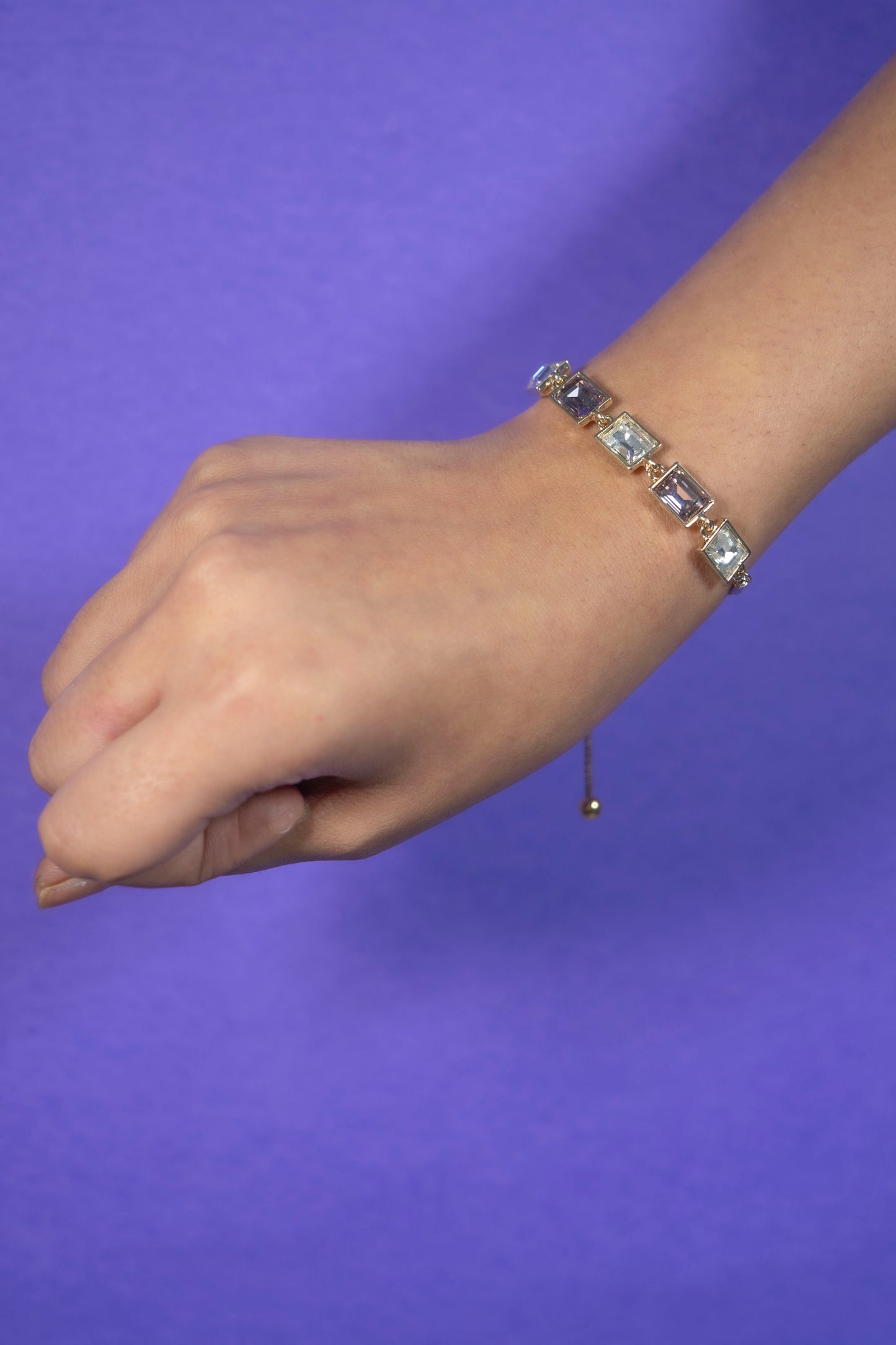 Clear Glass Crystal Bracelet- Gold