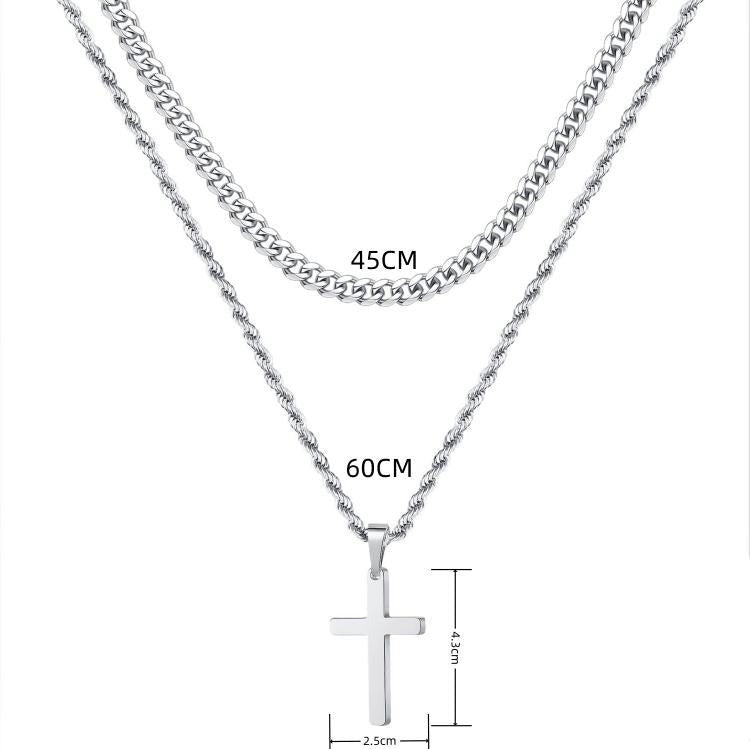 Dual Chic Silver Cross Chain | Salty