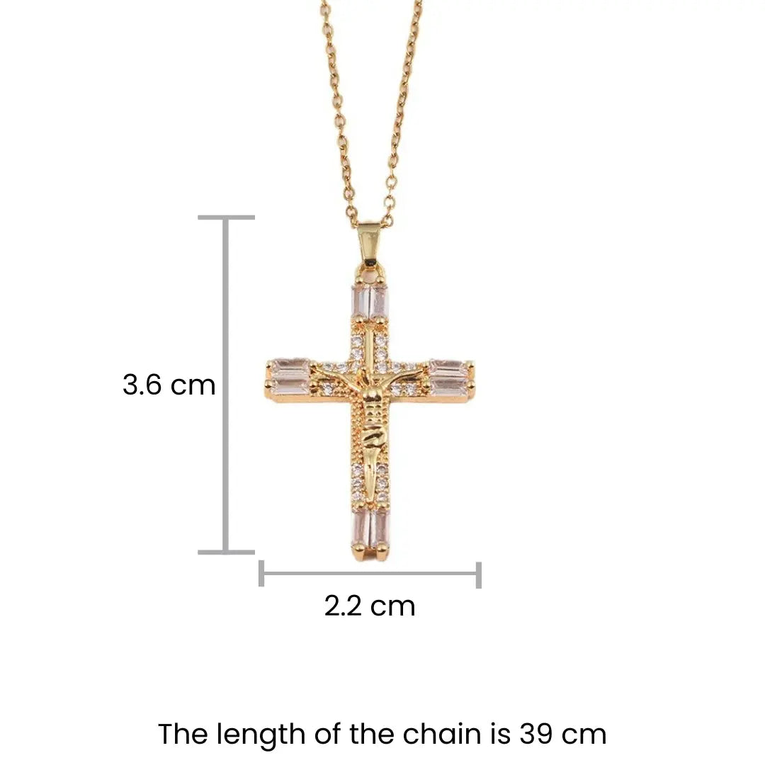 Crystal Cross Of Light Necklace - Gold | Salty