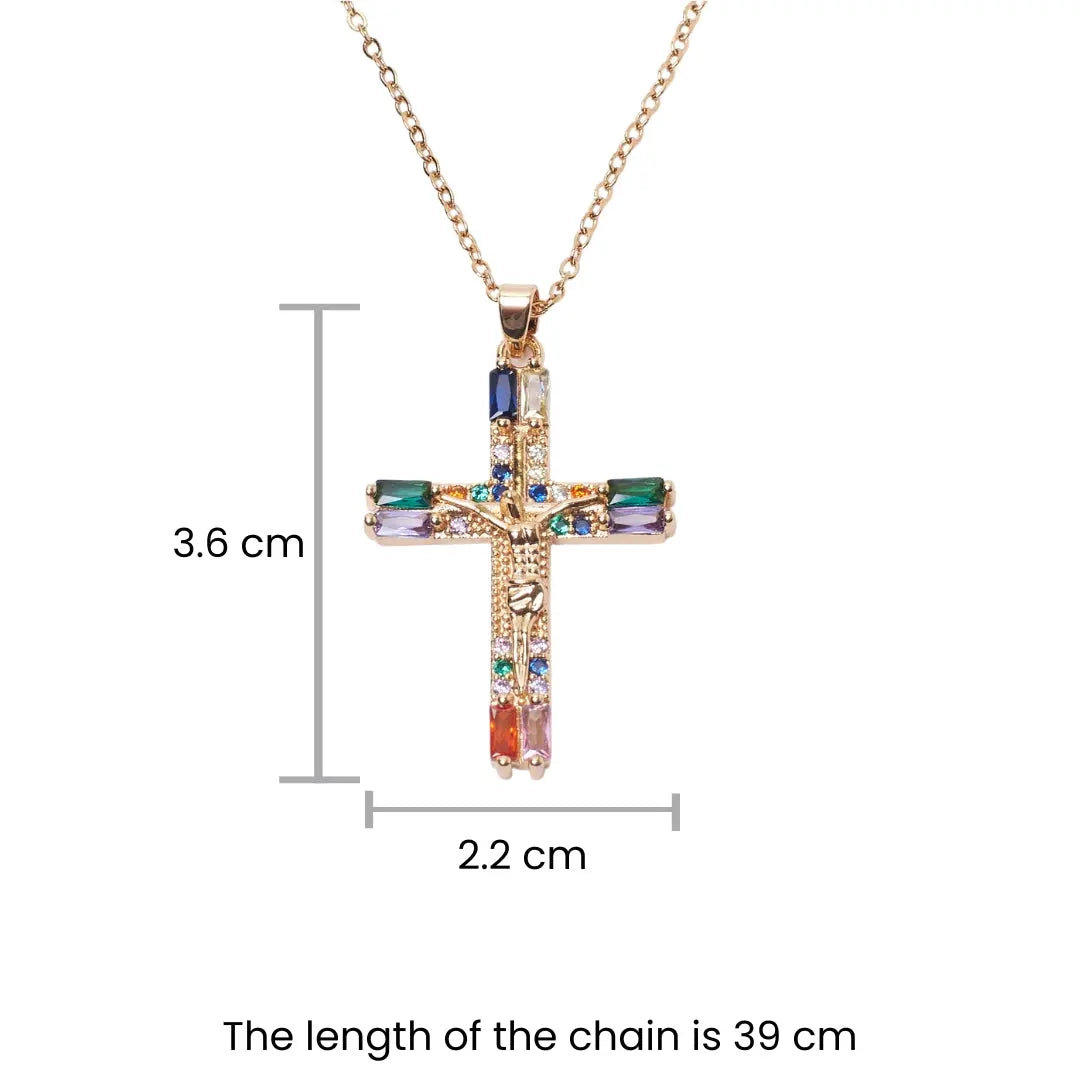 Crystal Cross Of Light Necklace - Multi | Salty