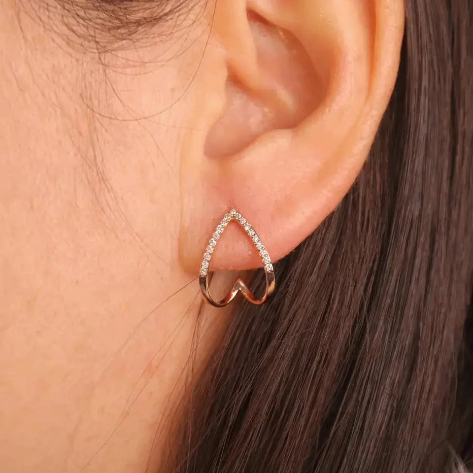 Curved Studded Ear Hugging Jacket Stud Earrings | Salty