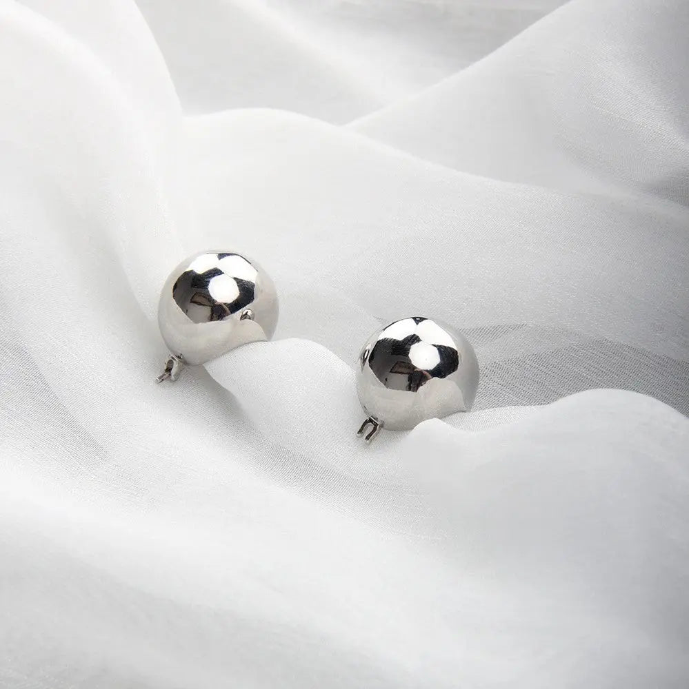 Cute Elegant Bean Fashion Hoop Stud Silver Earrings
