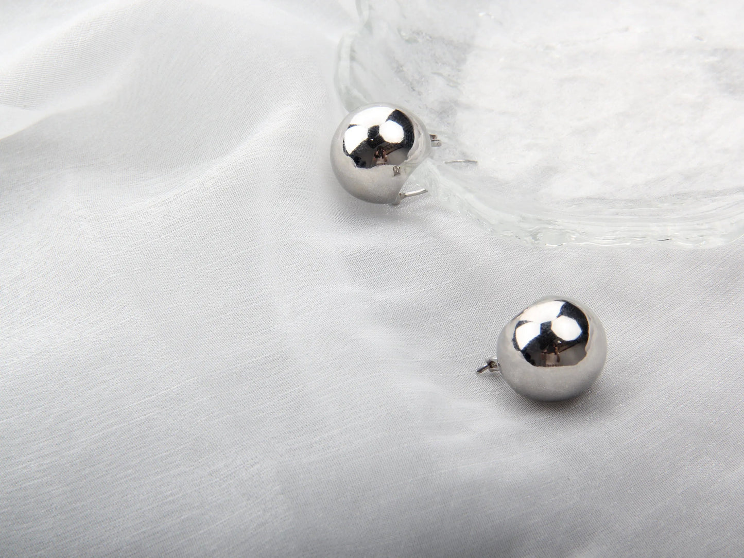 Cute Elegant Bean Fashion Hoop Stud Silver Earrings