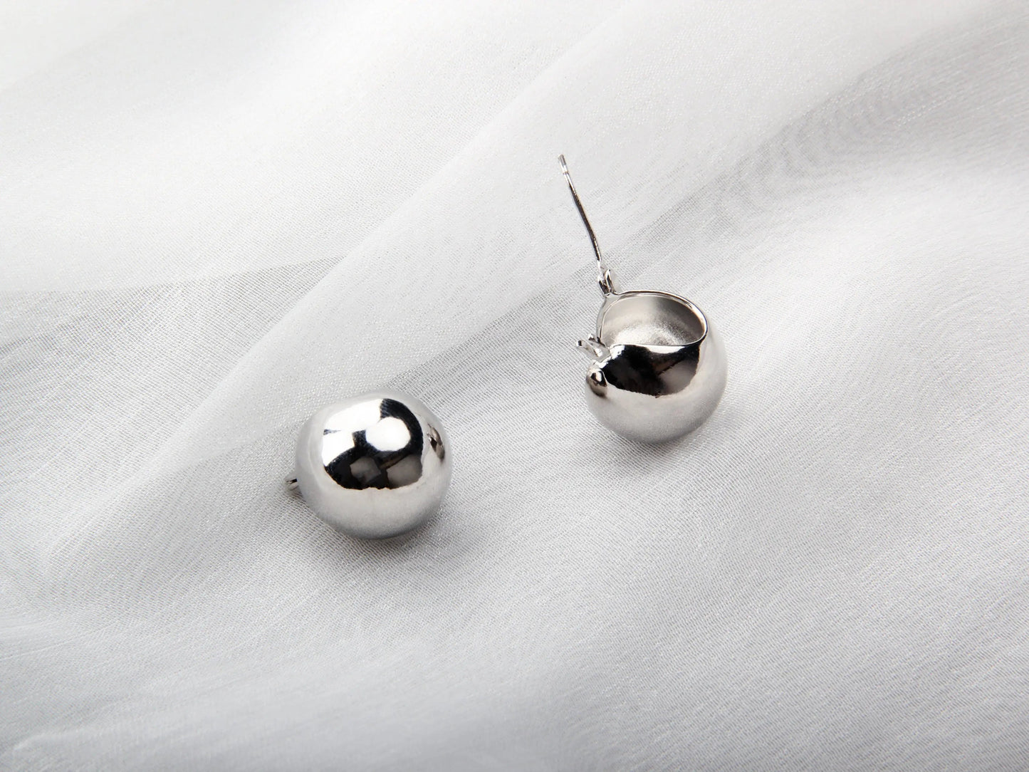 Cute Elegant Bean Fashion Hoop Stud Silver Earrings