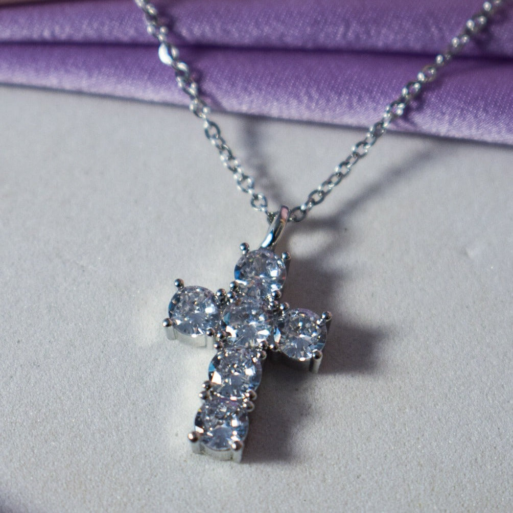 Diamond Filled Silver Cross Salty