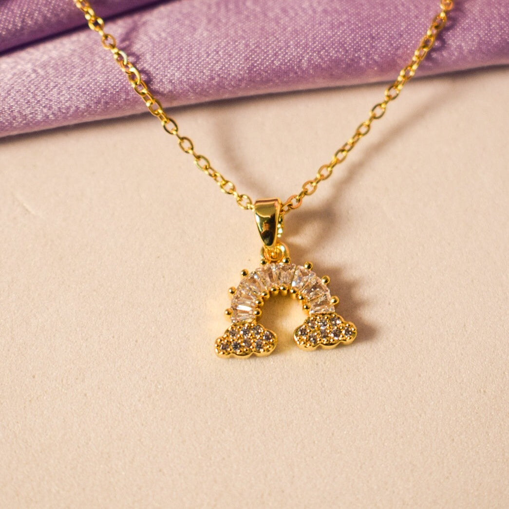 Luminous Rainbow Arch Necklace - Gold Salty
