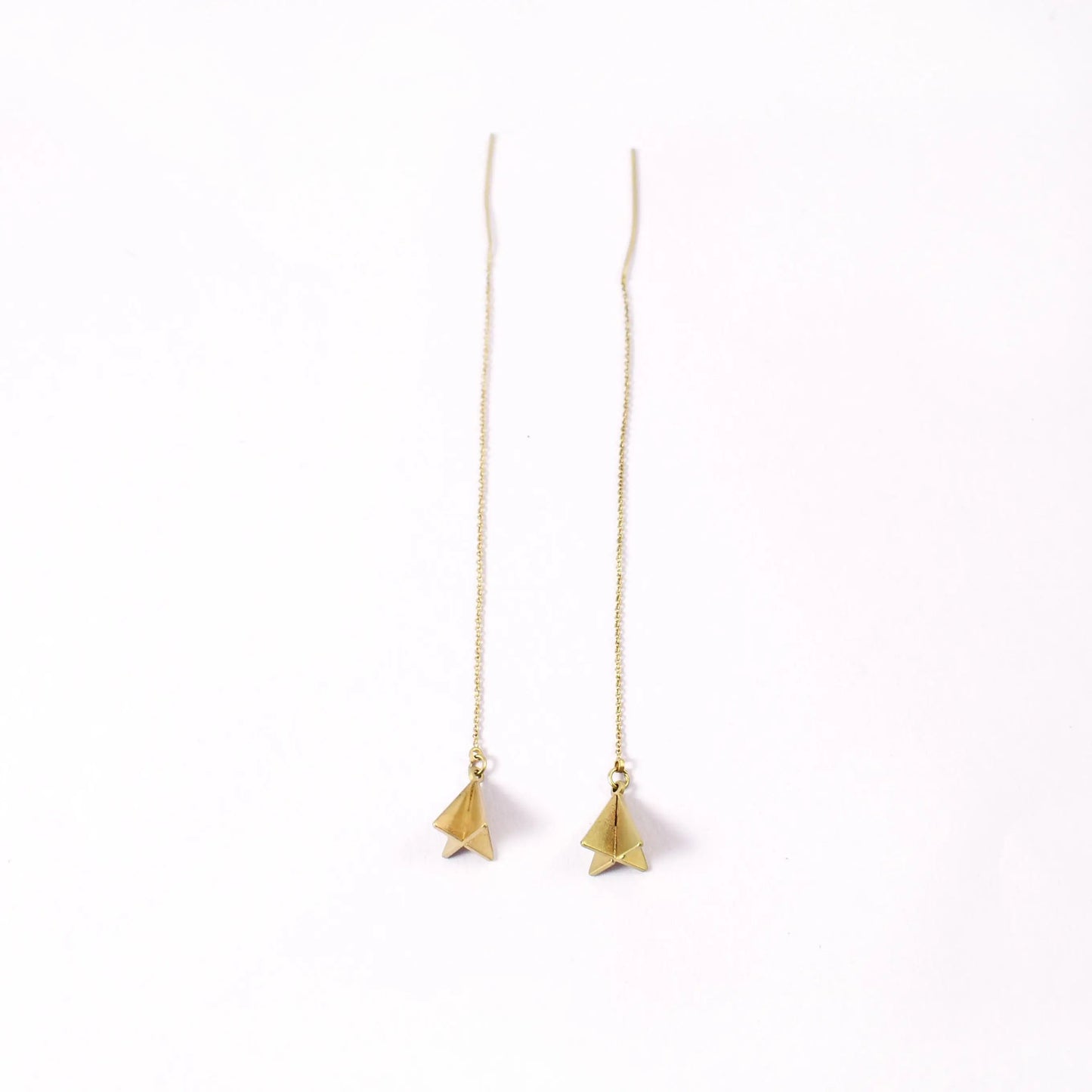 Pyramid Threader Pull-out Drop Earrings - Gold