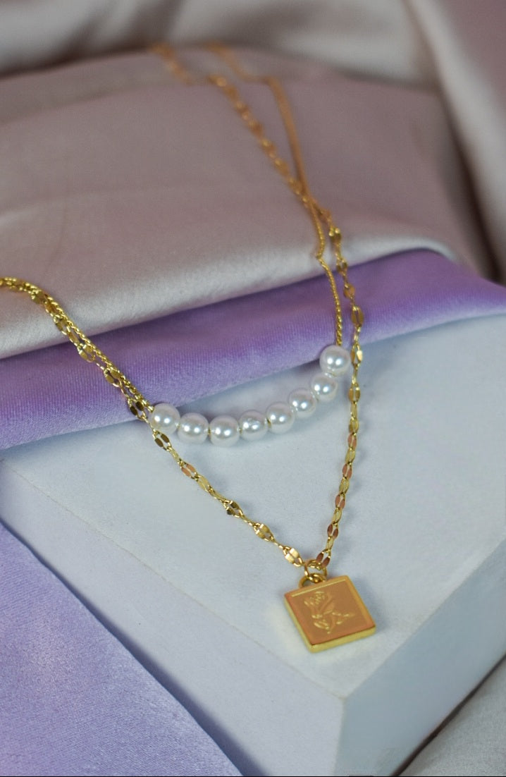 Pearls Soiree Layered Necklace Salty