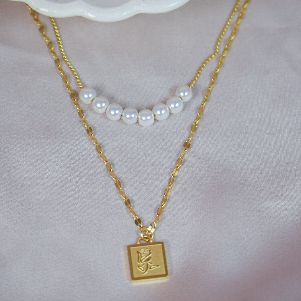 Pearls Soiree Layered Necklace Salty