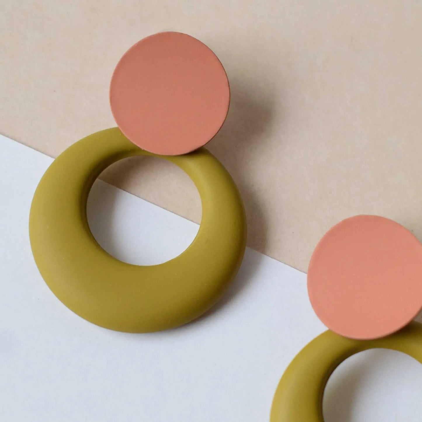 Geometric Stud Earrings Orange