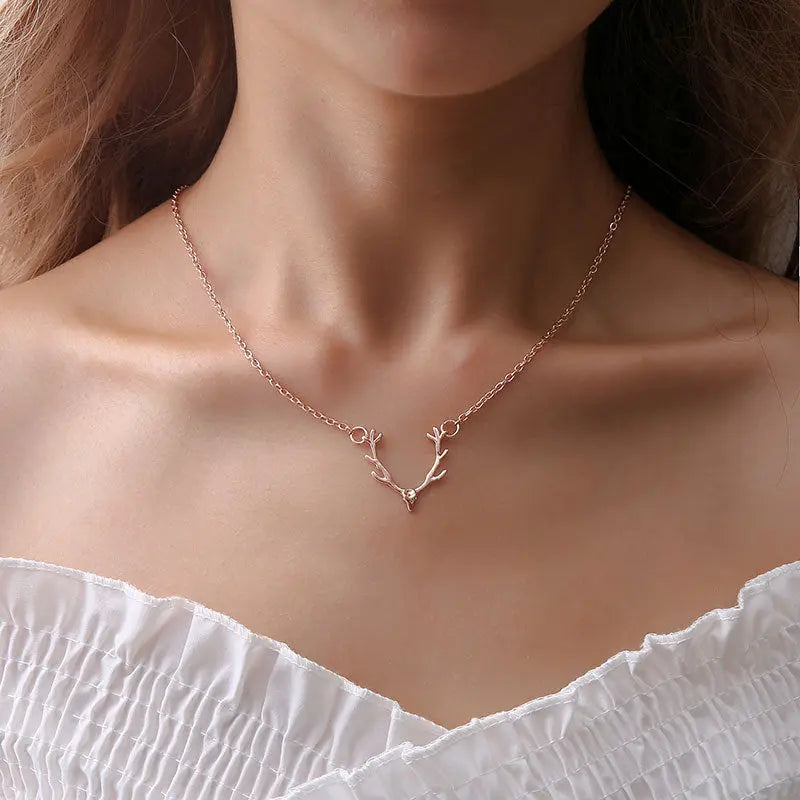 Deer Charm Necklace Gold