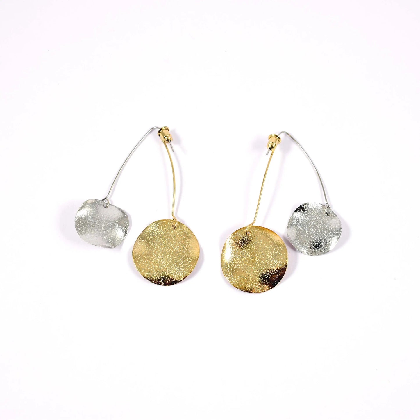 Dual Toned Metal Sheen 2-in-1 Drop Earrings