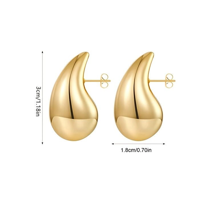 Teardrop Chunky Gold Earrings Salty