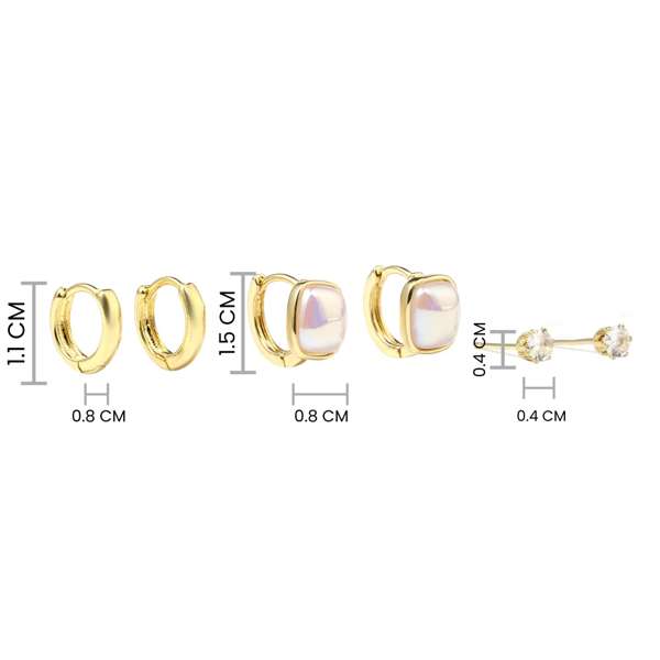 Set of 3 Keshi Pearl Earrings
