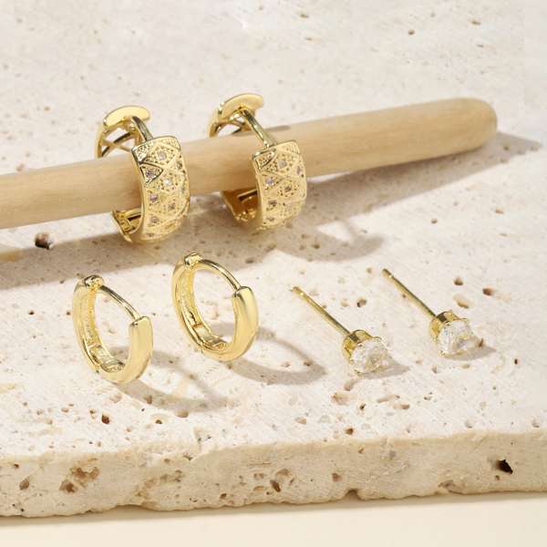 Set of 3 Bold Gold Earrings