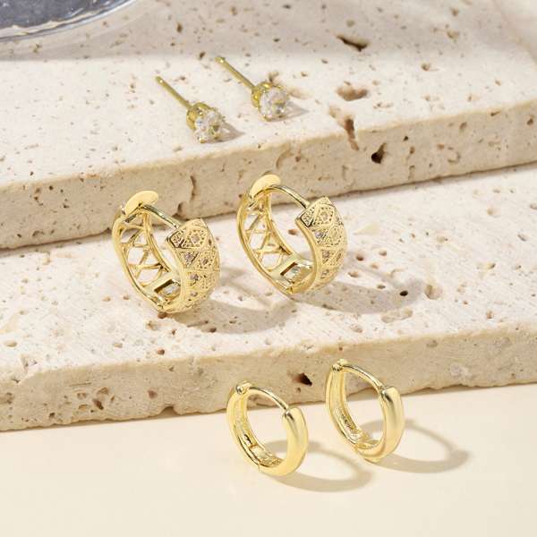 Set of 3 Bold Gold Earrings