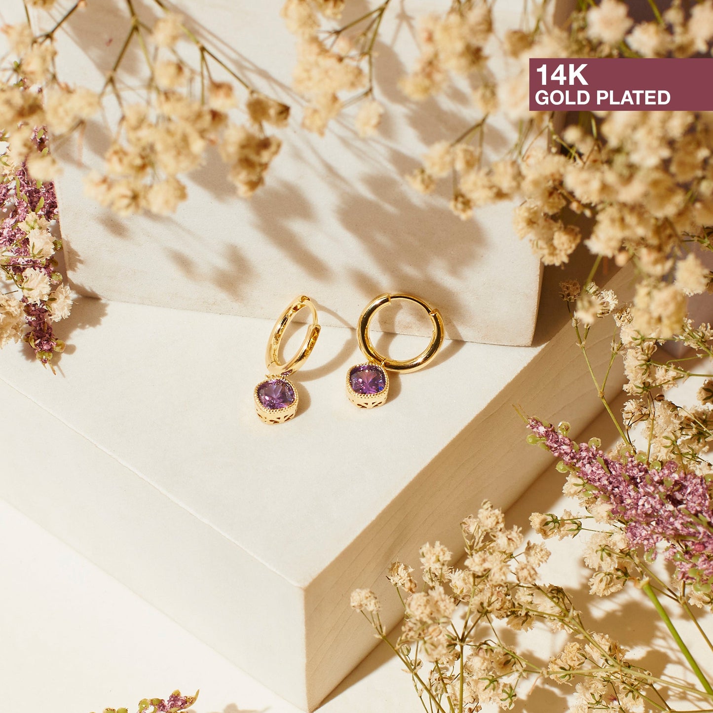 Blush Purple Diamond Earrings Salty
