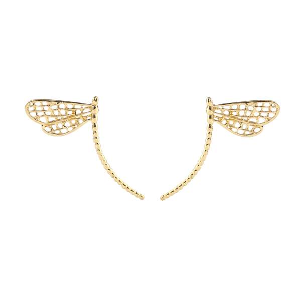 Metallic Dragon Fly Gold Earring