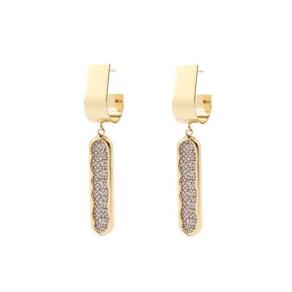 Ojo O Beige Gold Earring