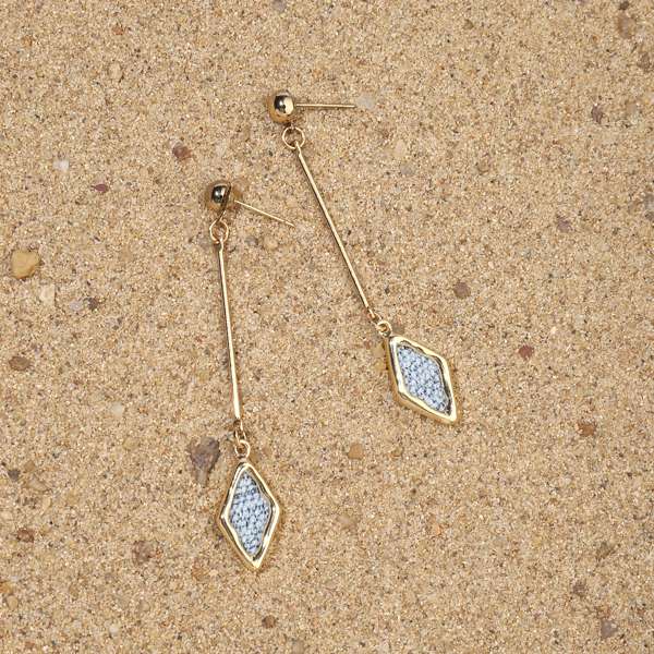 Long Rhomby Gold Earring