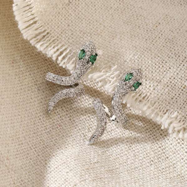 Galen Silver Studded Serpent Earring