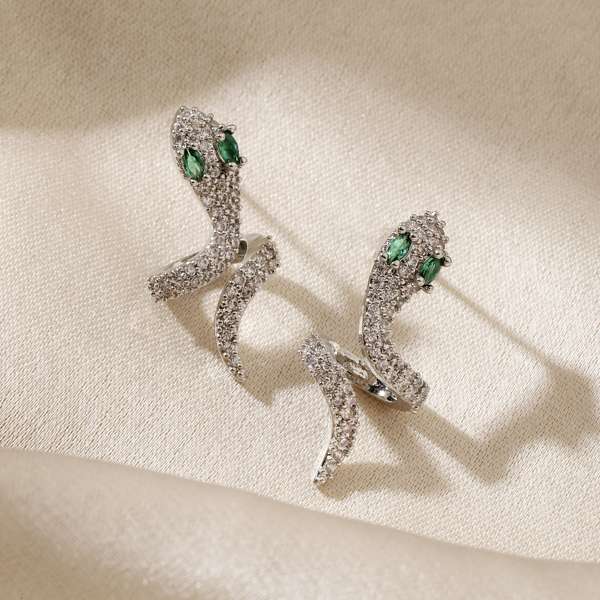 Galen Silver Studded Serpent Earring