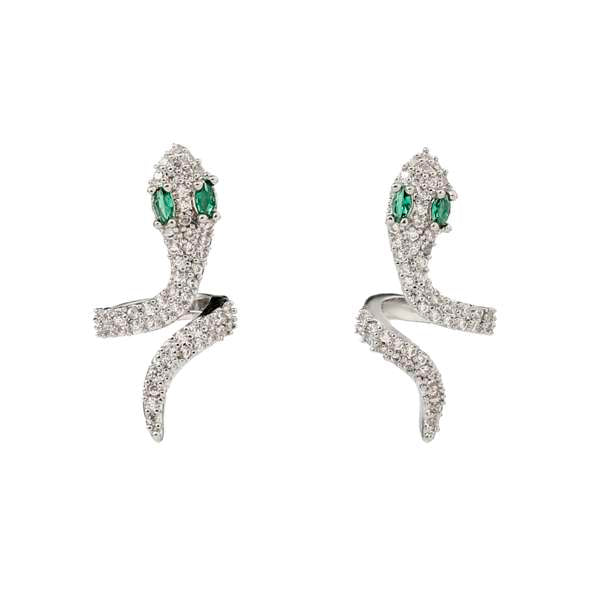 Galen Silver Studded Serpent Earring