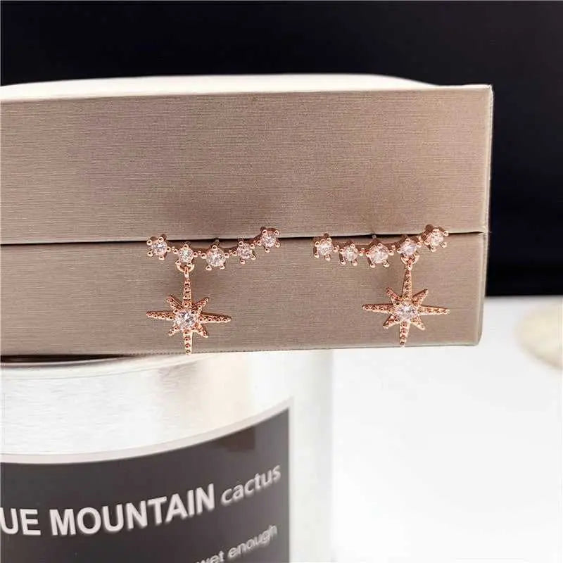 Eight-Star Lucky Astrology Zircon Studded Stud Earrings