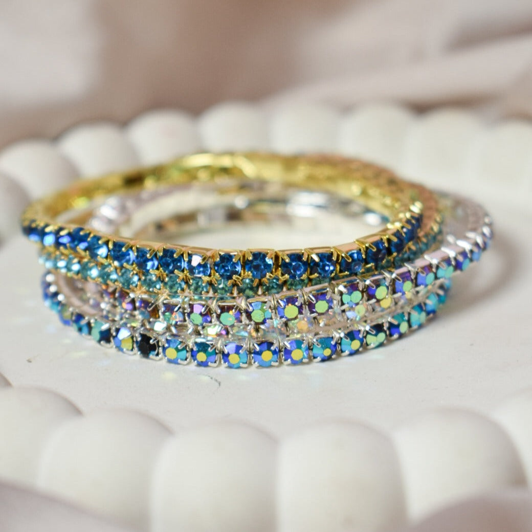 Electric Blue Glam Stackable Bands (Set of 5) Salty