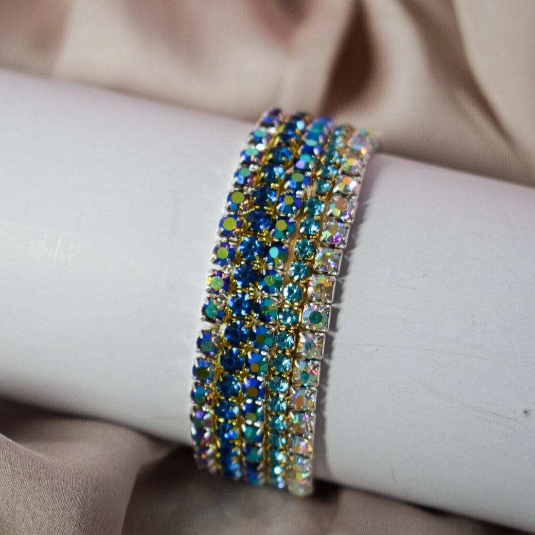Electric Blue Glam Stackable Bands (Set of 5) Salty