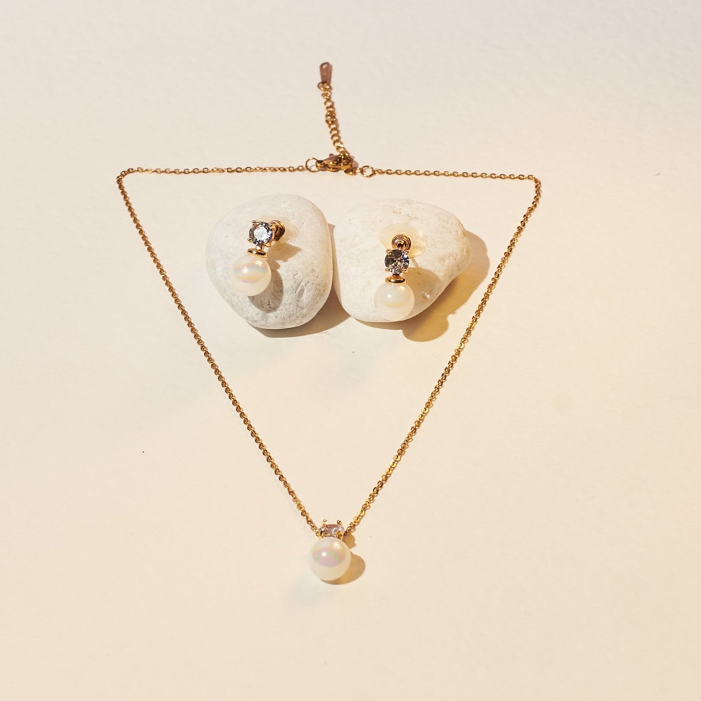 Elegant White Akoya Pearl Jewelry Set Salty