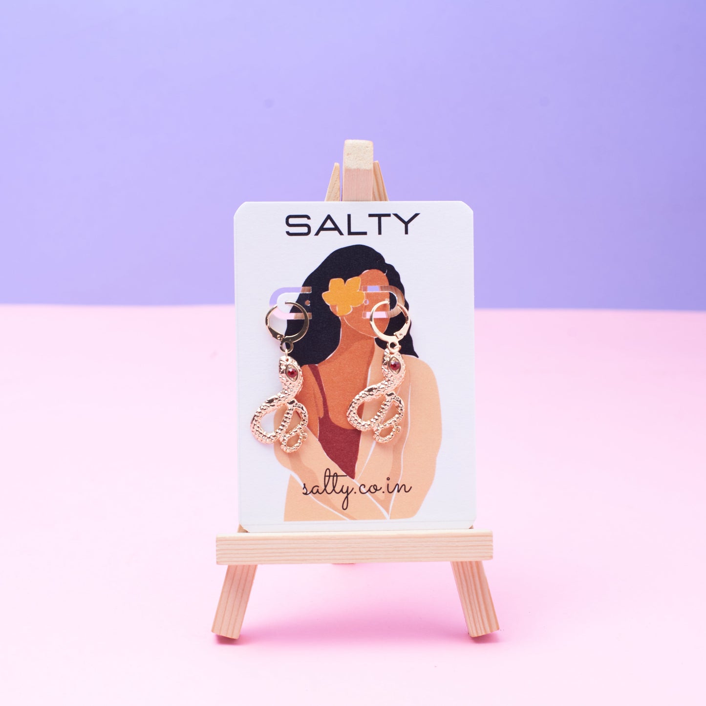 Glamourous Red Eye Snake Earrings Salty