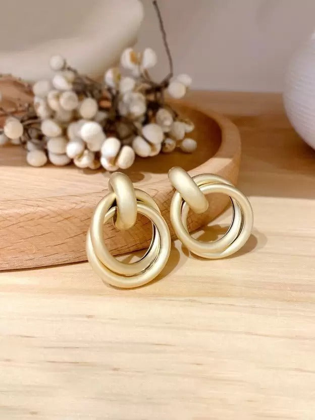 Gold Warped Trendy Earrings